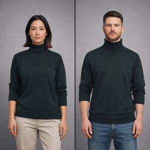 Amazon Essentials Unisex Long Sleeve T-Shirt with Turtleneck – Black